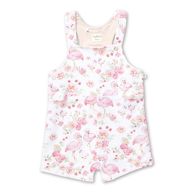 Flamingos Organic Snuggle Overall Shorts | Snuggle Hunny