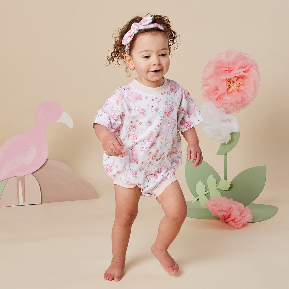 Flamingos Organic Oversized Romper - View 3