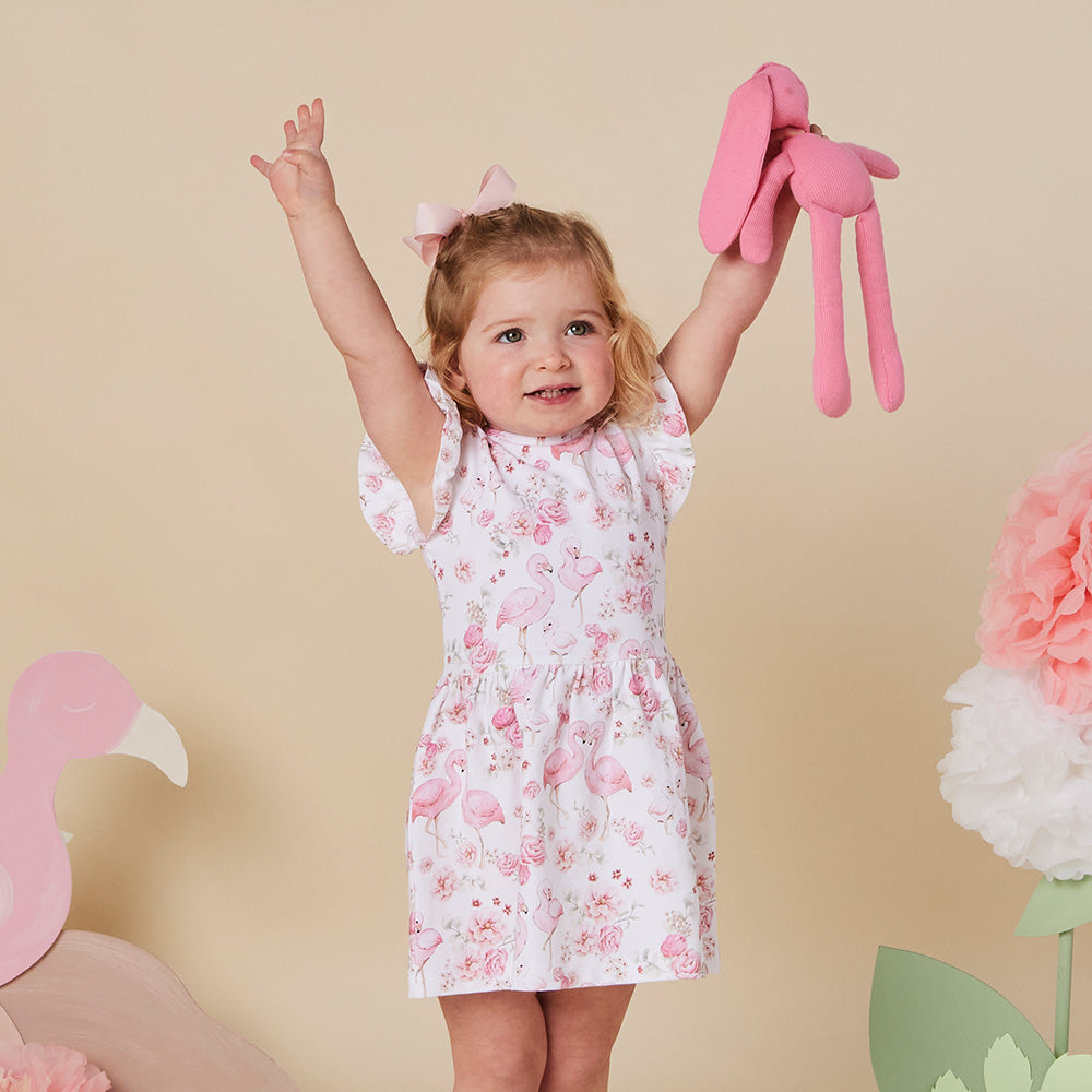 Flamingos Short Sleeve Organic Dress - View 6