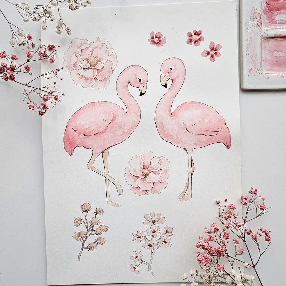 Flamingos Organic Jersey Wrap & Topknot Set - View 4