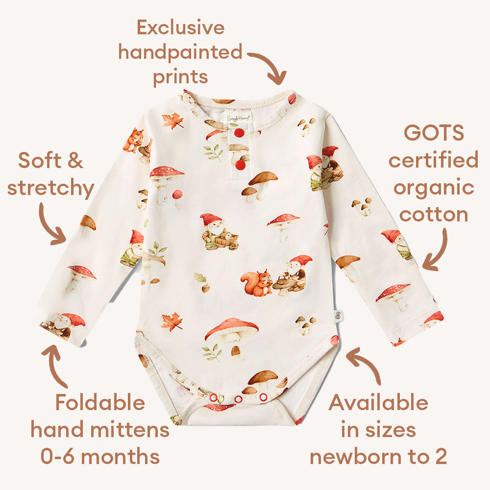 Gnomes Long Sleeve Organic Bodysuit - View 7