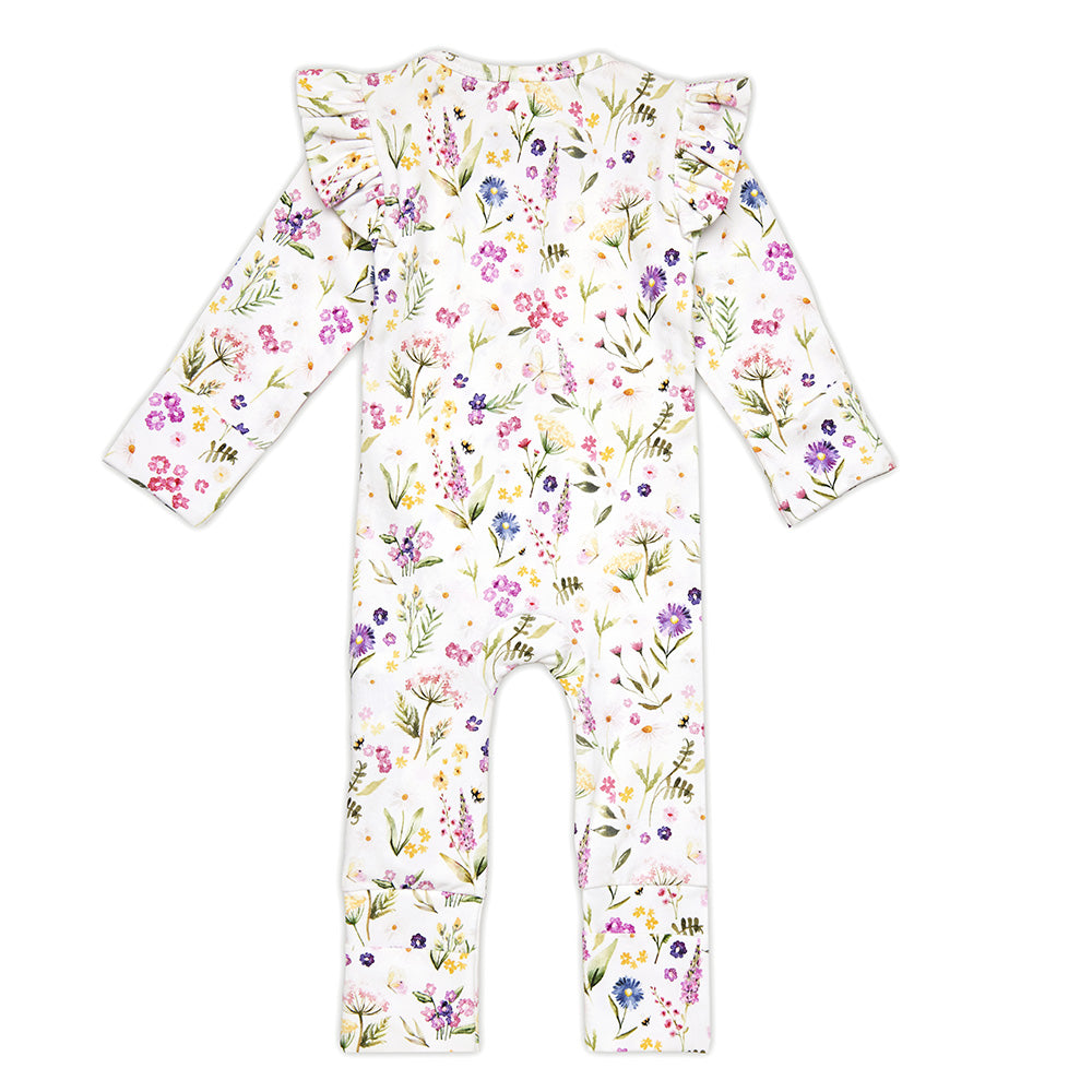 Gracie Organic Snugglesuit Convertible Romper with Frill - View 16