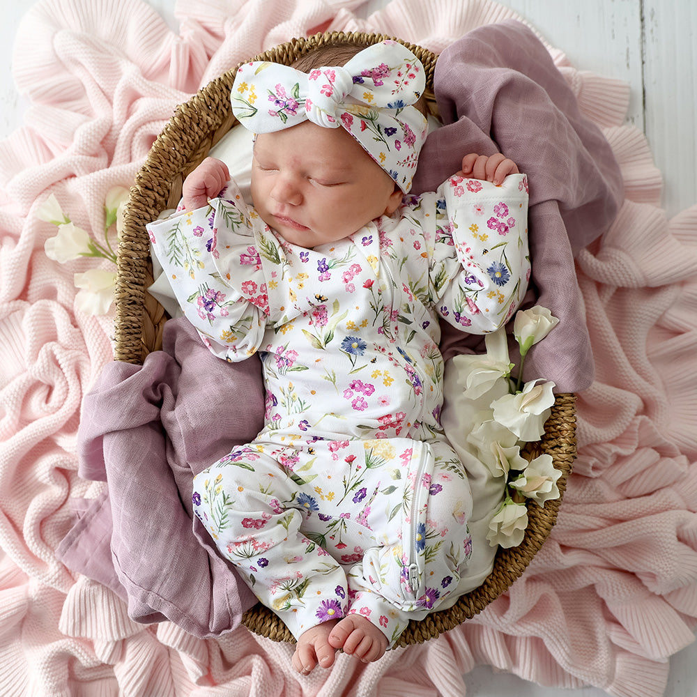 Gracie Organic Snugglesuit Convertible Romper with Frill - View 1