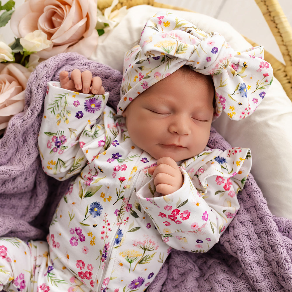 Gracie Organic Snugglesuit Convertible Romper with Frill - View 11