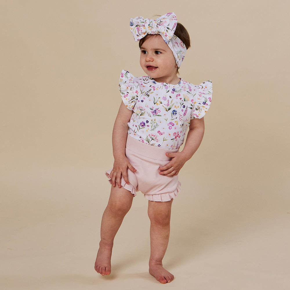 Gracie Short Sleeve Organic Bodysuit with Frill - View 10