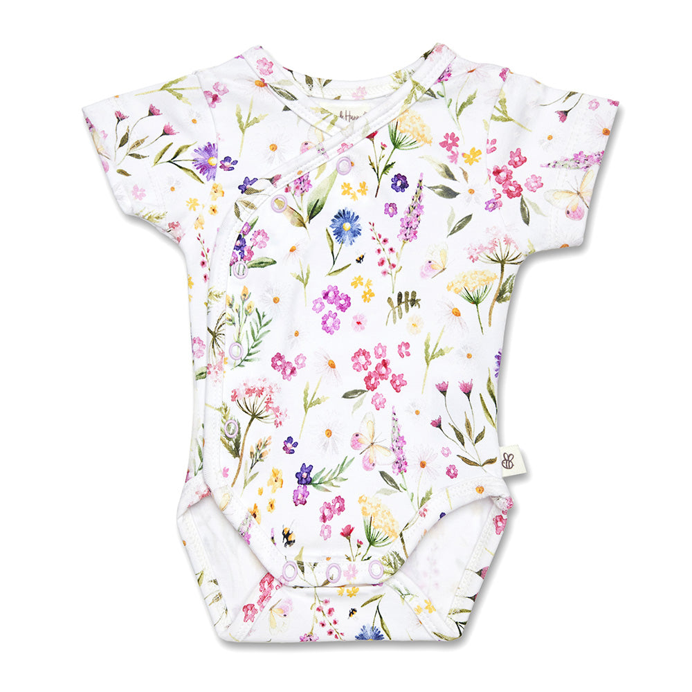 Gracie Short Sleeve Organic Kimono Bodysuit - View 2