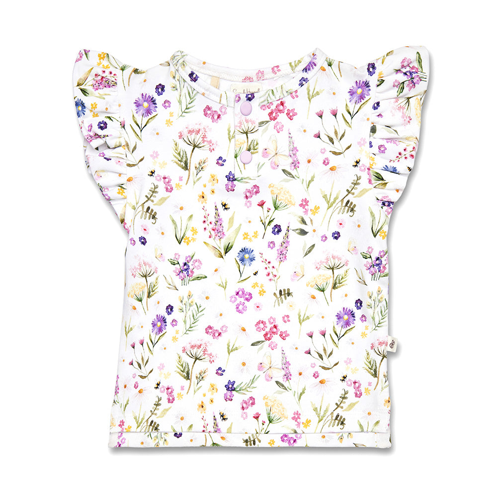 Gracie Organic Short Sleeve Top with Frill - View 2