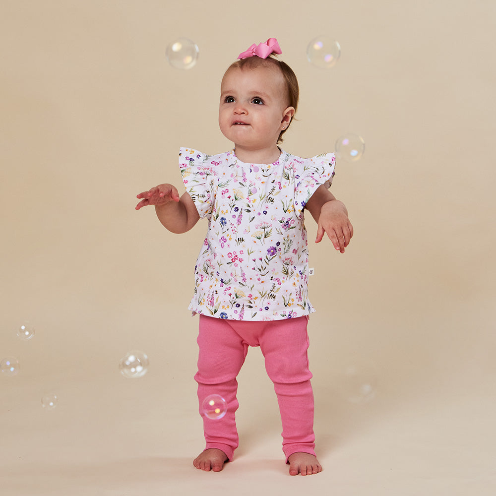 Gracie Organic Short Sleeve Top with Frill - View 3