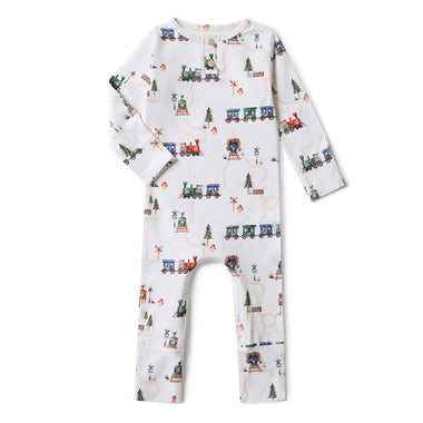 Trains Organic Growsuit | Snuggle Hunny