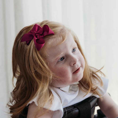 Burgundy Bow Hair Clip-Snuggle Hunny