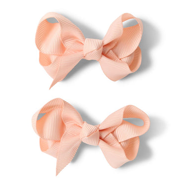 Hair Bow Clips - Peach Piggy Tail Hair Clips - Pair