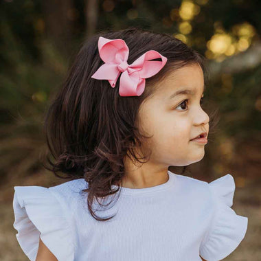 Hair Bow Clips - Sherbet Pink Bow Hair Clip