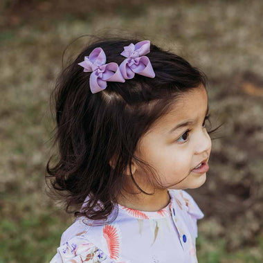 Hair Bow Clips - Soft Violet Piggy Tail Hair Clips - Pair