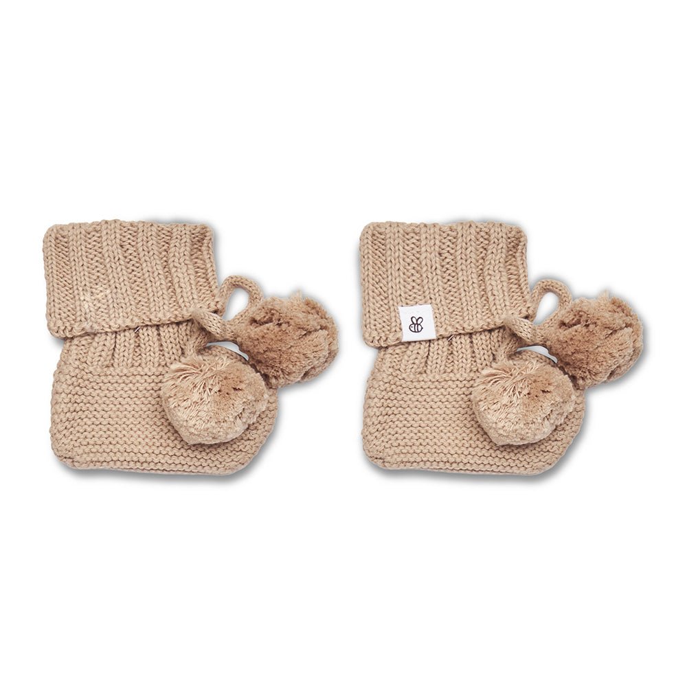 Hazelnut Organic Cotton Knit Booties - View 2