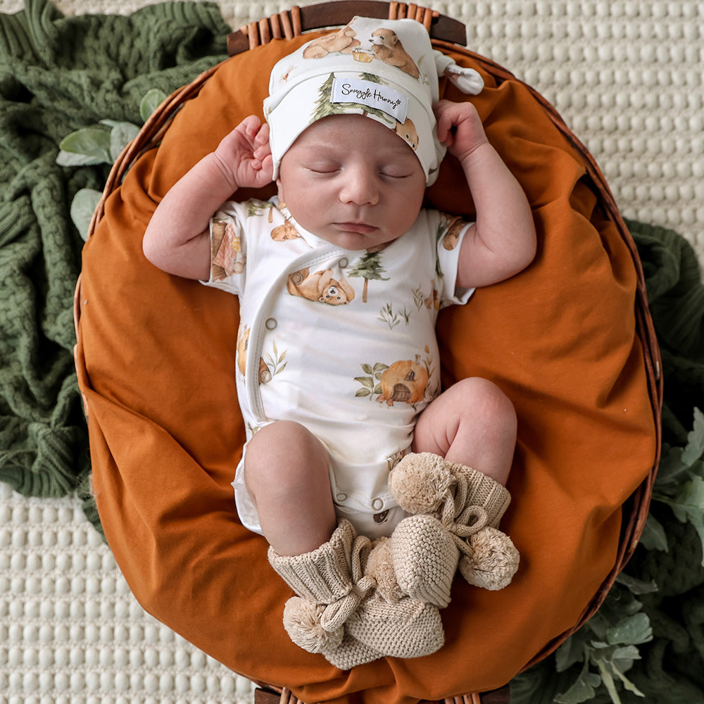 Hazelnut Organic Cotton Knit Booties - View 3