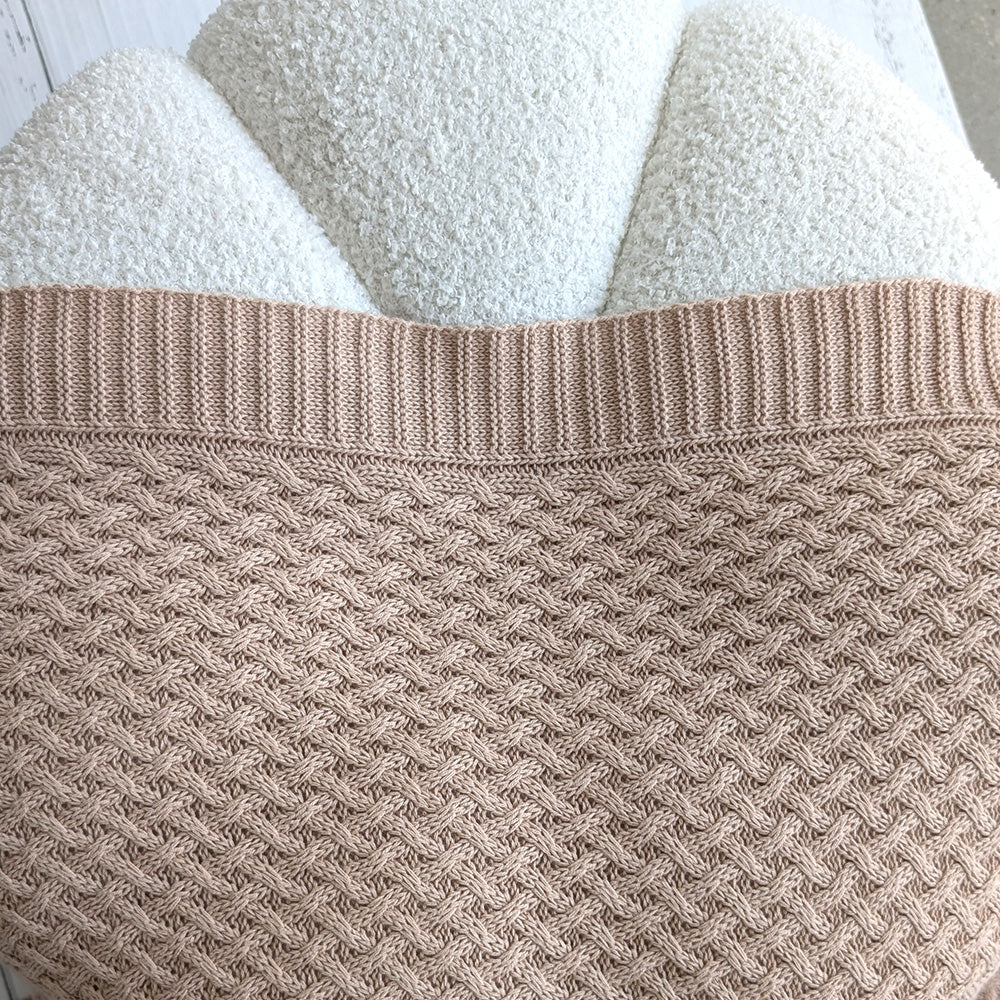 Hazelnut Diamond Knit Organic Baby Blanket - View 9