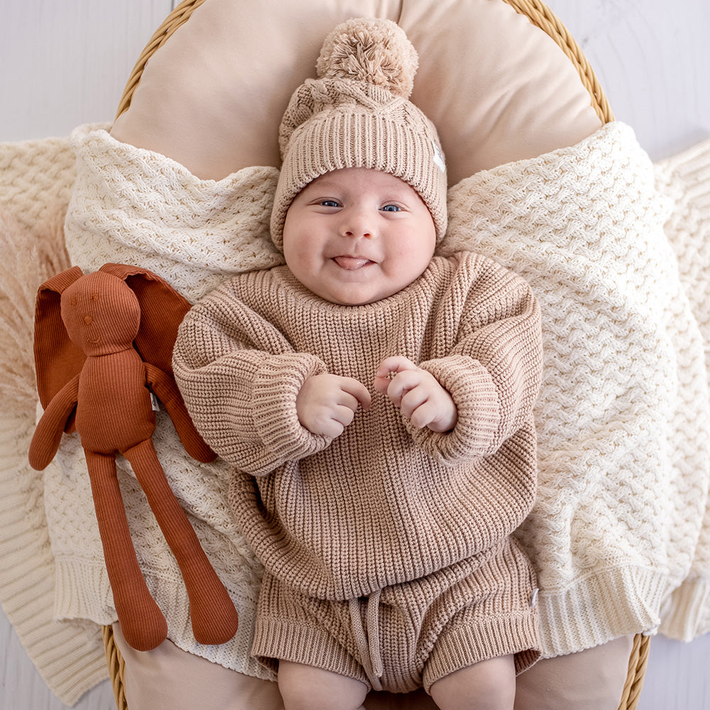 Hazelnut Oversized Cotton Knit Jumper - View 1