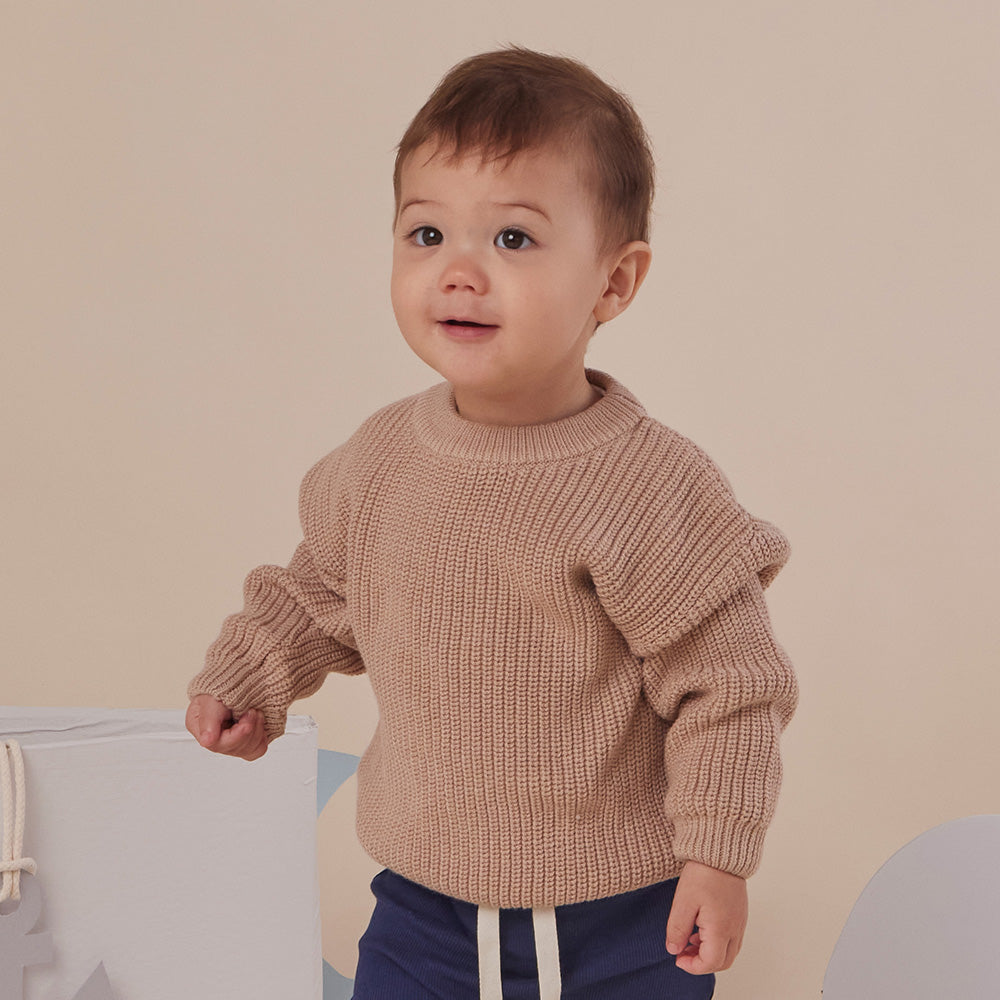 Hazelnut Oversized Cotton Knit Jumper - View 9
