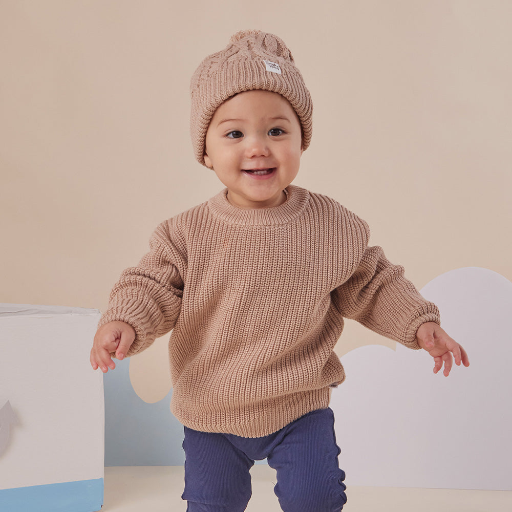 Hazelnut Oversized Cotton Knit Jumper - View 3