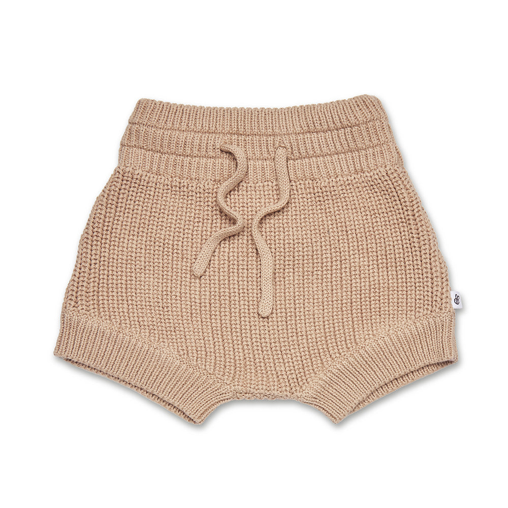 Hazelnut Organic Cotton Knit Shorts - View 2