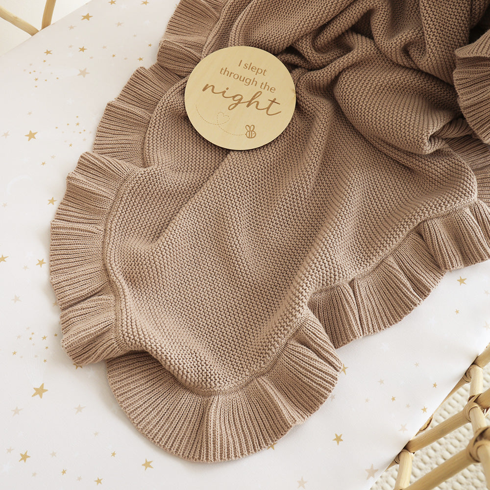 Hazelnut Ruffle Knit Organic Baby Blanket - View 4