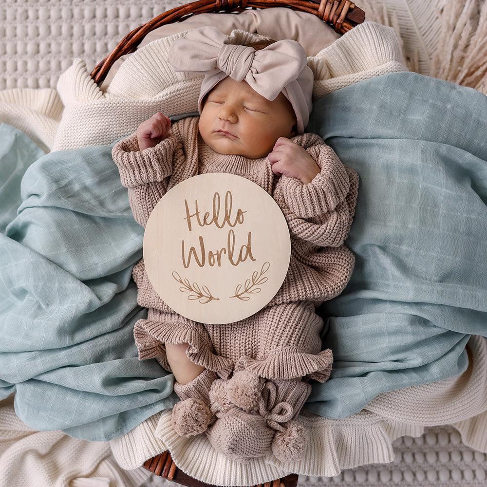 Hello World Large Wooden Milestone Card - View 4