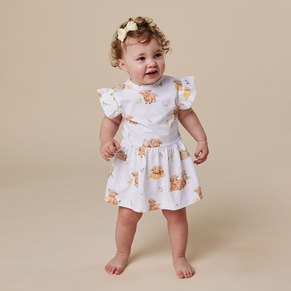 Highland Cows Short Sleeve Organic Dress - View 1