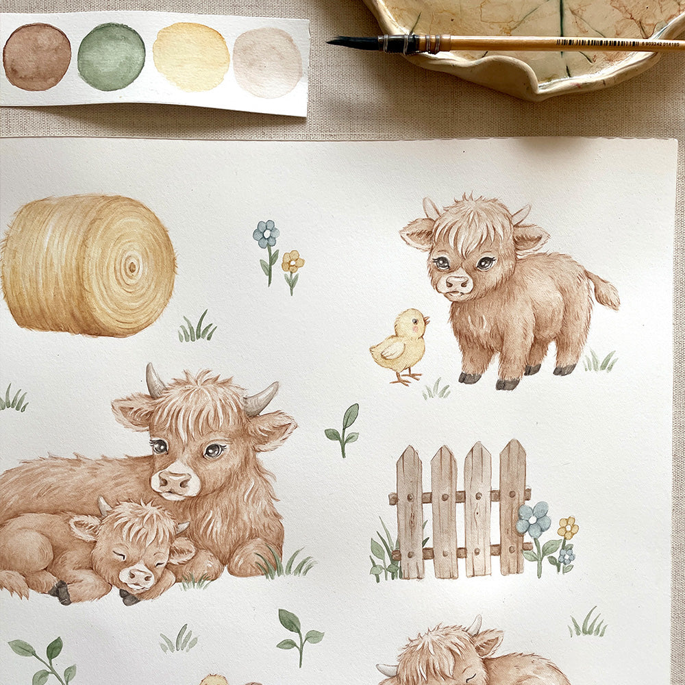Highland Cows Organic Fitted Cot Sheet - View 5