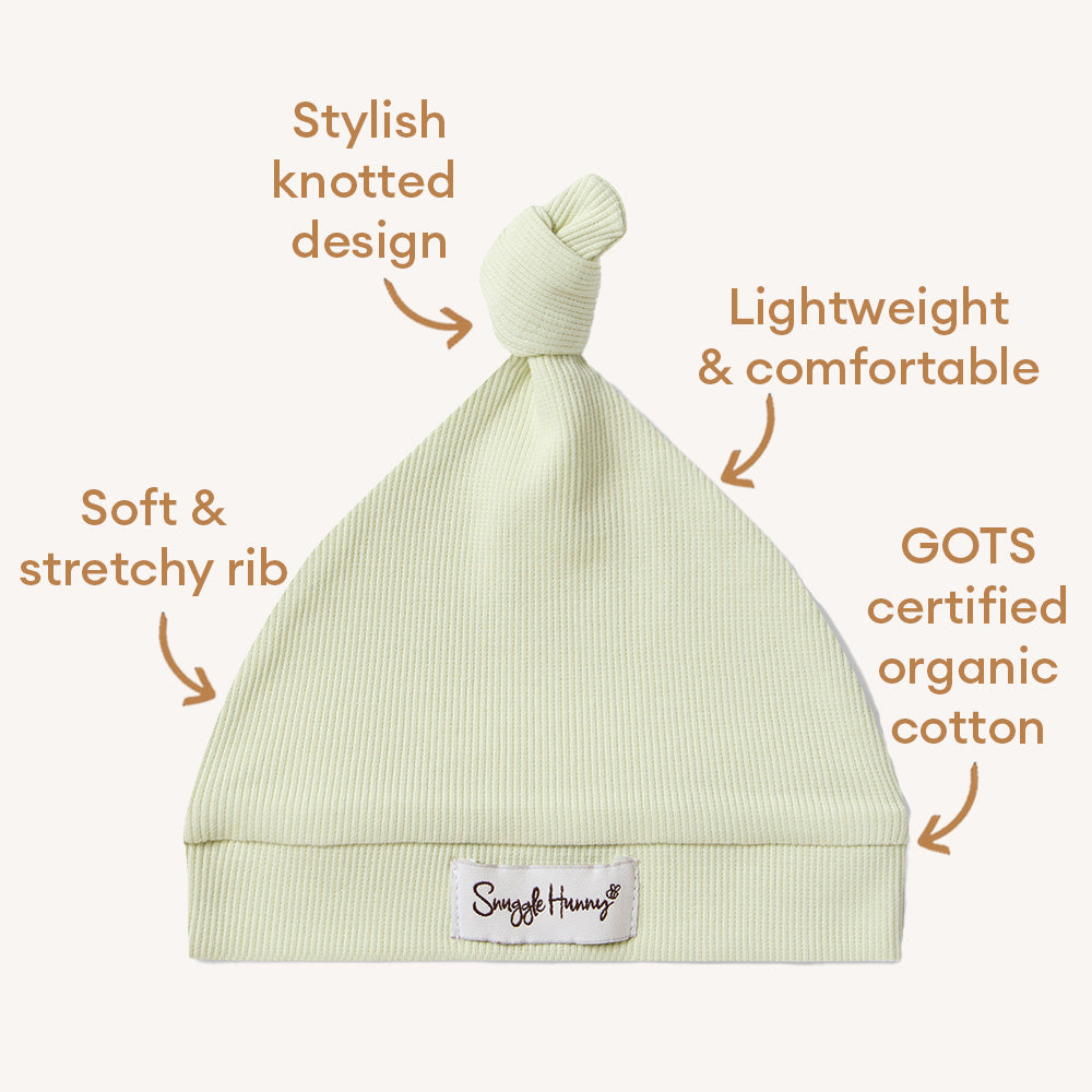 Honeydew Ribbed Organic Knotted Beanie - View 4