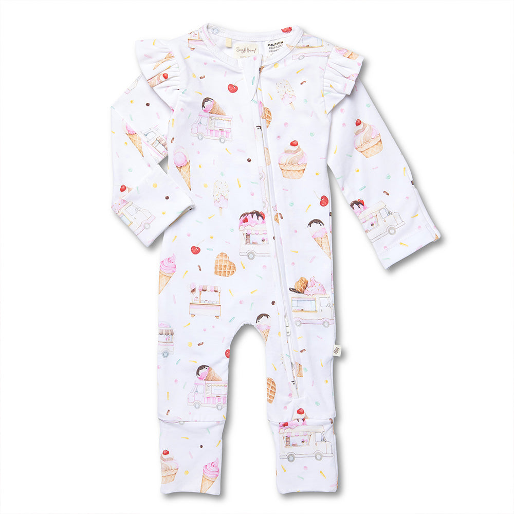 Ice Creams Organic Snugglesuit Convertible Romper with Frill - View 2