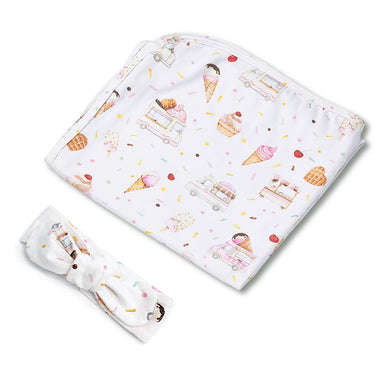 Ice Creams Organic Jersey Wrap & Topknot Set | Snuggle Hunny