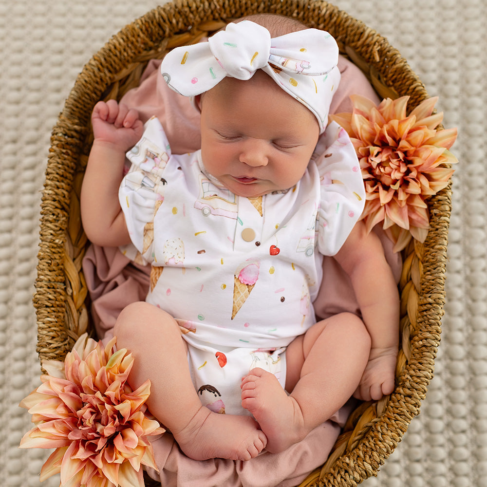 Ice Creams Short Sleeve Organic Bodysuit with Frill - View 10