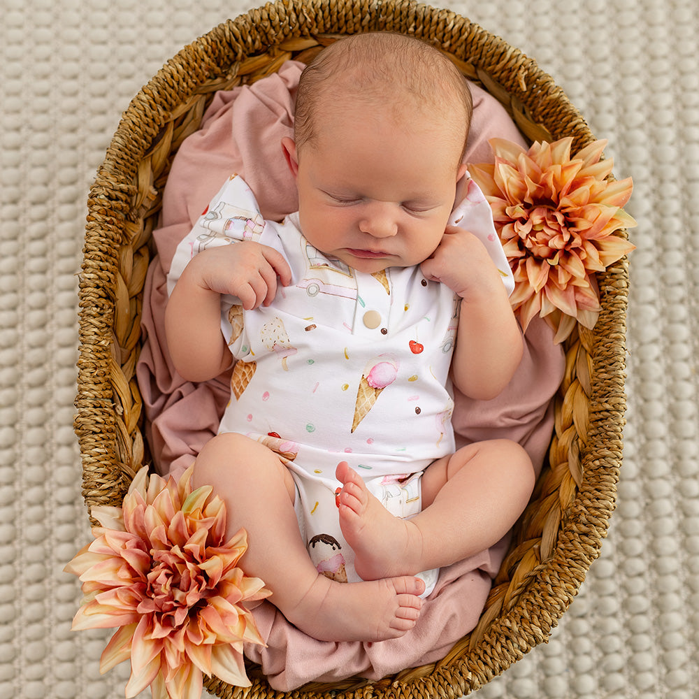 Ice Creams Short Sleeve Organic Bodysuit with Frill - View 15