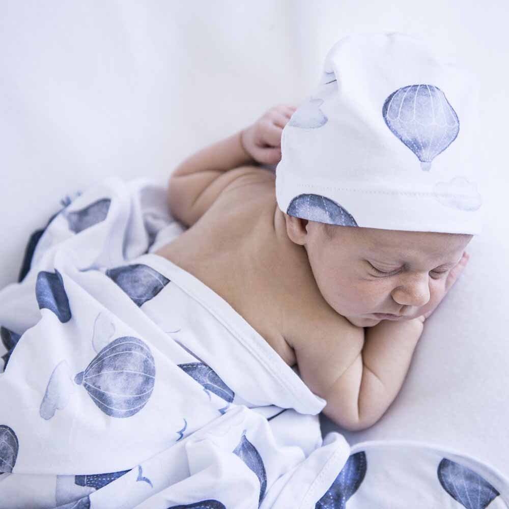 Cloud Chaser Baby Jersey Wrap & Beanie Set-Snuggle Hunny