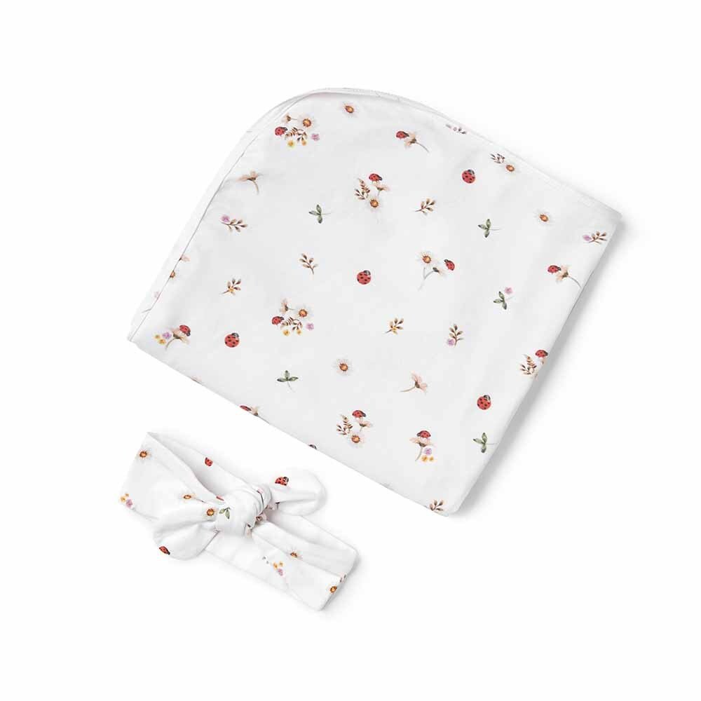 Ladybug Organic Jersey Wrap & Topknot Set-Snuggle Hunny
