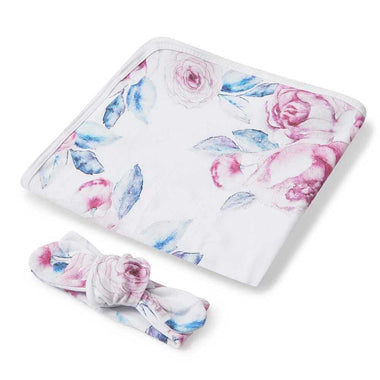 Lilac Skies Baby Jersey Wrap & Topknot Set-Snuggle Hunny
