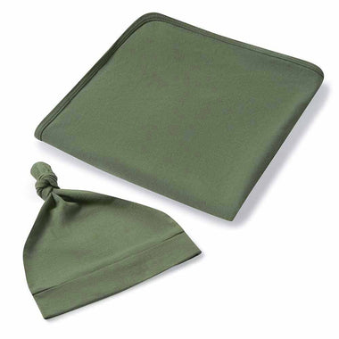Olive Baby Jersey Wrap & Beanie Set-Snuggle Hunny