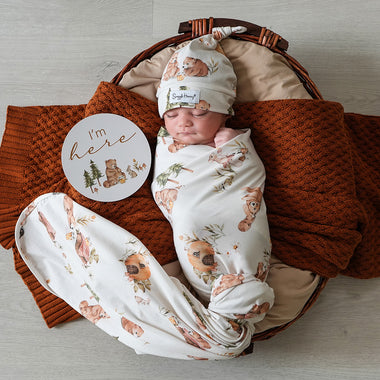 Bears Organic Jersey Wrap & Beanie Set | Snuggle Hunny