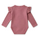 Jewel Pink Rib Long Sleeve Organic Bodysuit with Frill - Thumbnail 7