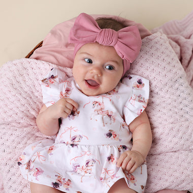 Jewel Pink Organic Oversized Bow | Snuggle Hunny