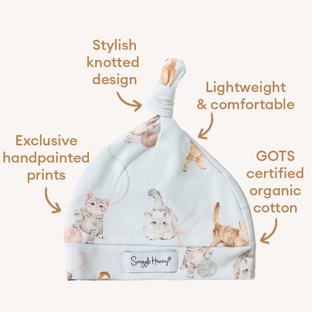 Kittens Organic Knotted Beanie - View 4