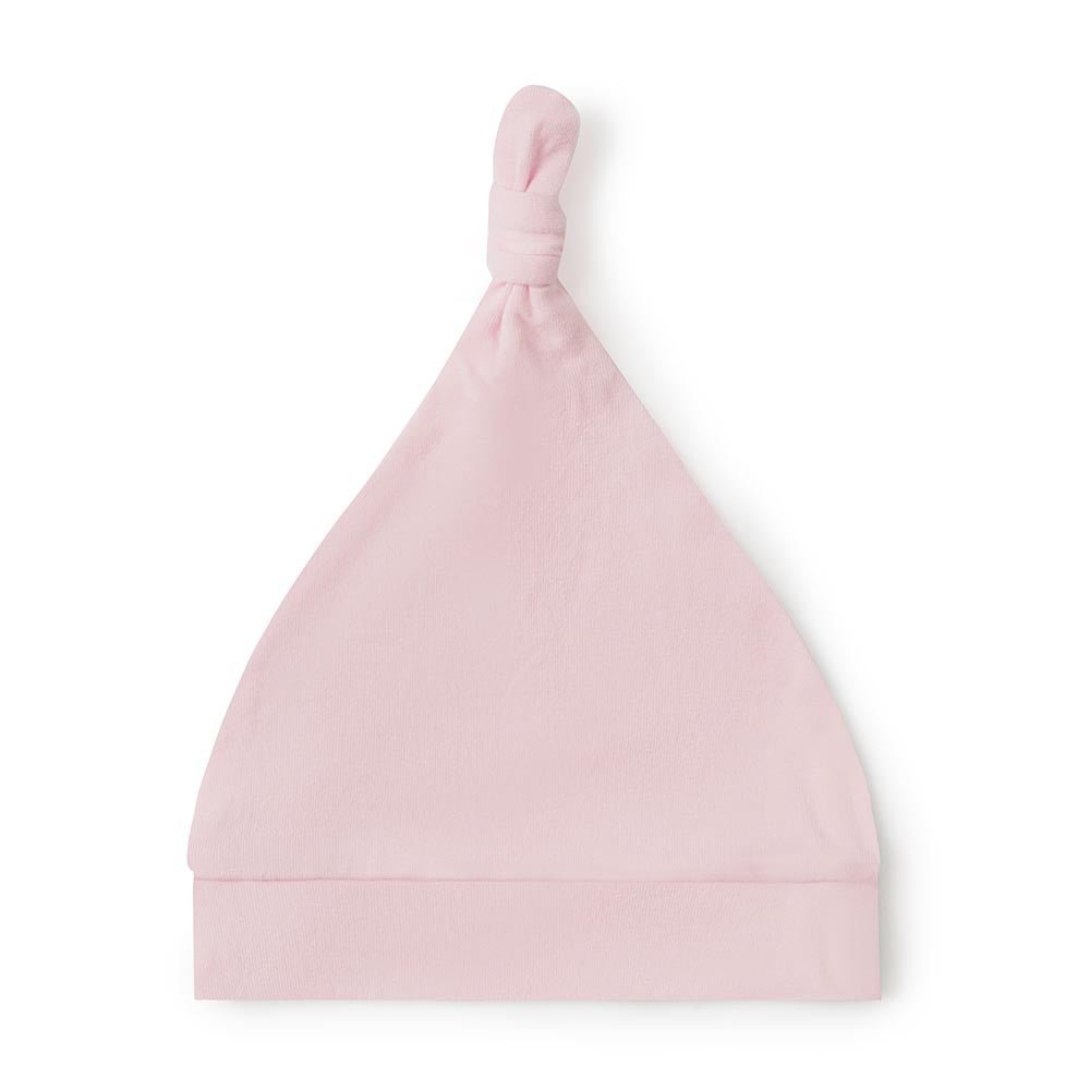 Baby Pink Organic Knotted Beanie - View 2