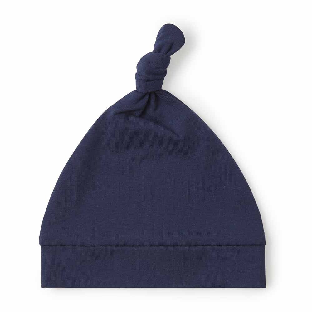 Navy Organic Knotted Beanie - View 3