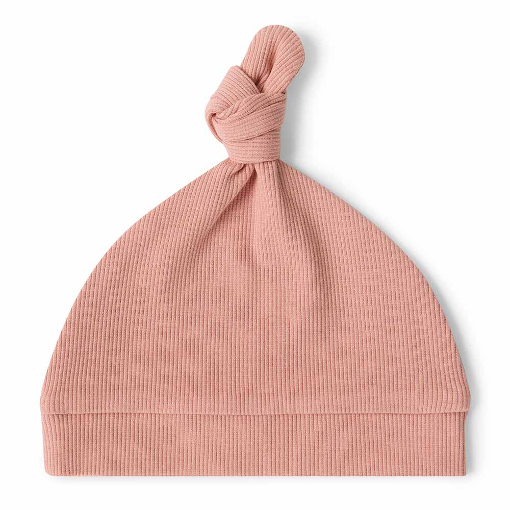 Rose Ribbed Organic Cotton Baby Beanie | Snuggle Hunny