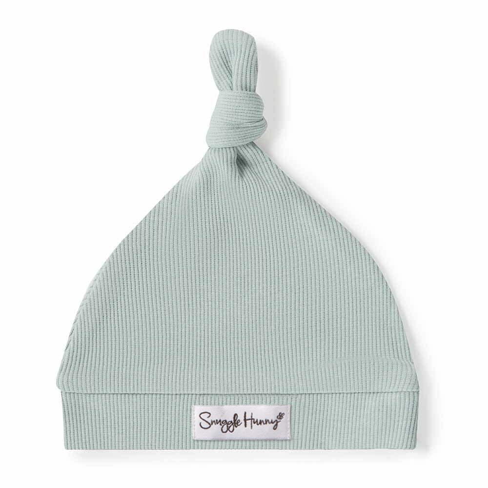 Sage Ribbed Organic Knotted Beanie - View 2