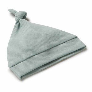 Knotted Beanie - Sage Ribbed Organic Knotted Beanie