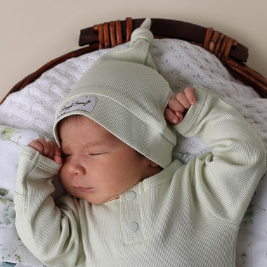 Honeydew Ribbed Organic Knotted Beanie | Snuggle Hunny