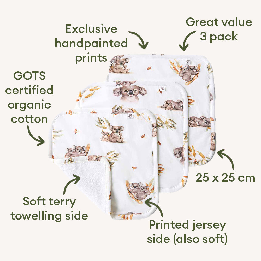 Koala Organic Wash Cloths - 3 Pack - View 2
