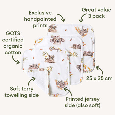 Koala Organic Wash Cloths - 3 Pack-Snuggle Hunny