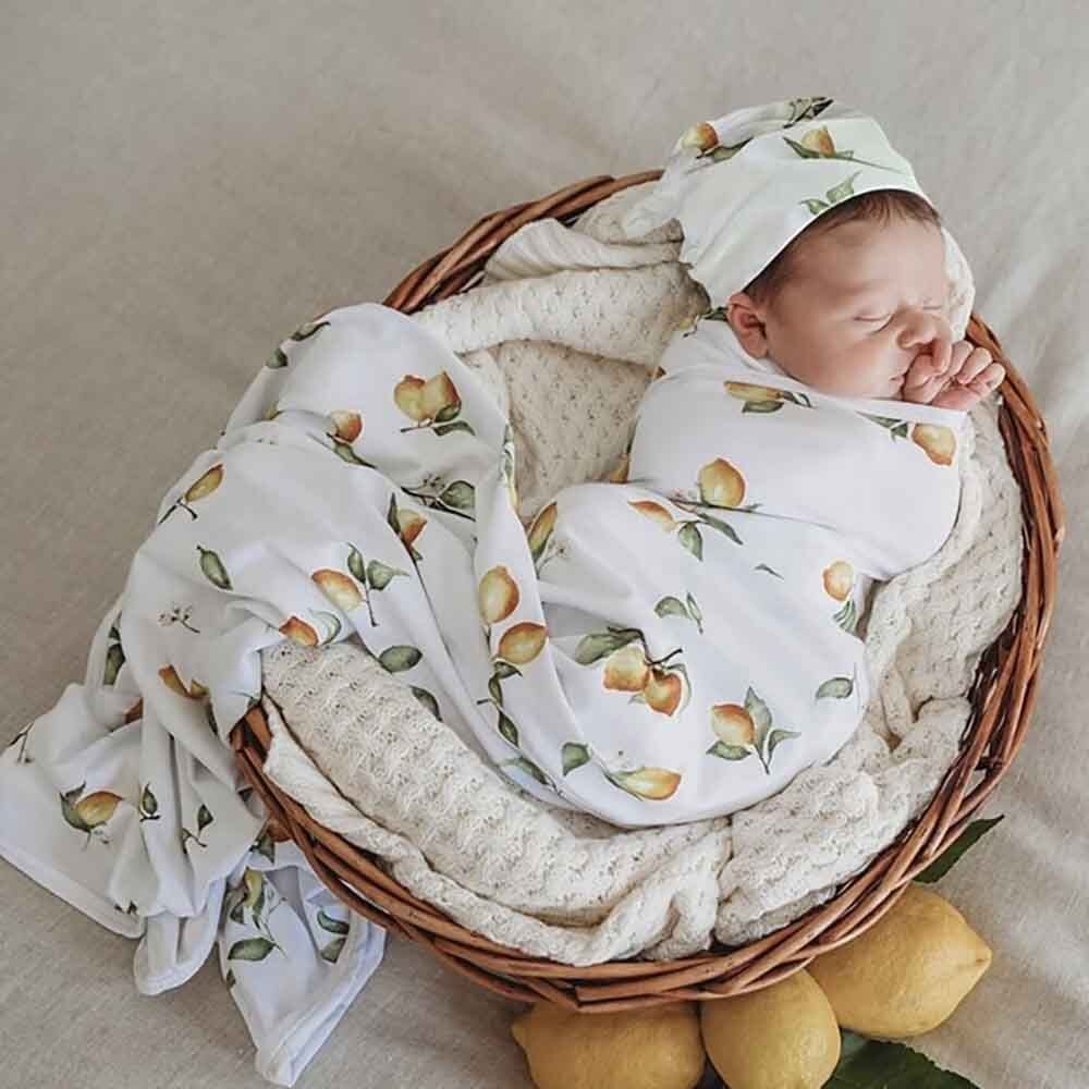 Lemon Organic Jersey Wrap & Beanie Set - View 1